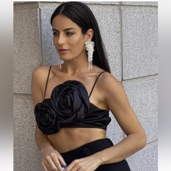 NWT Zara Floral Appliqué Top XL - Picture 3 of 8